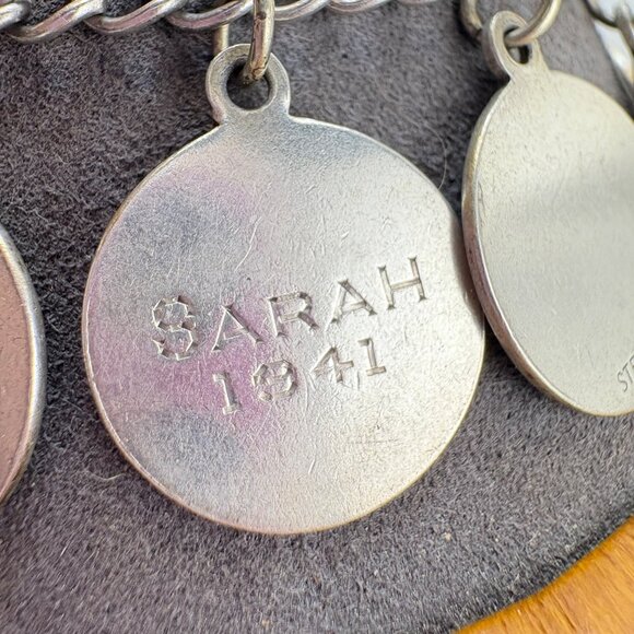 VTG Solid Sterling Silver 925 Name Tags ID Chain Bracelet Size 7" Length - Picture 7 of 16